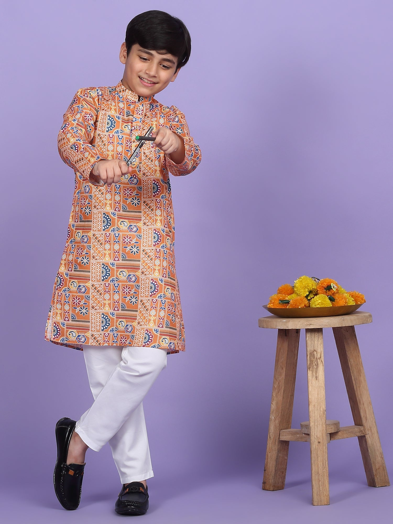 Cotton Blend Geometric Print Kurta