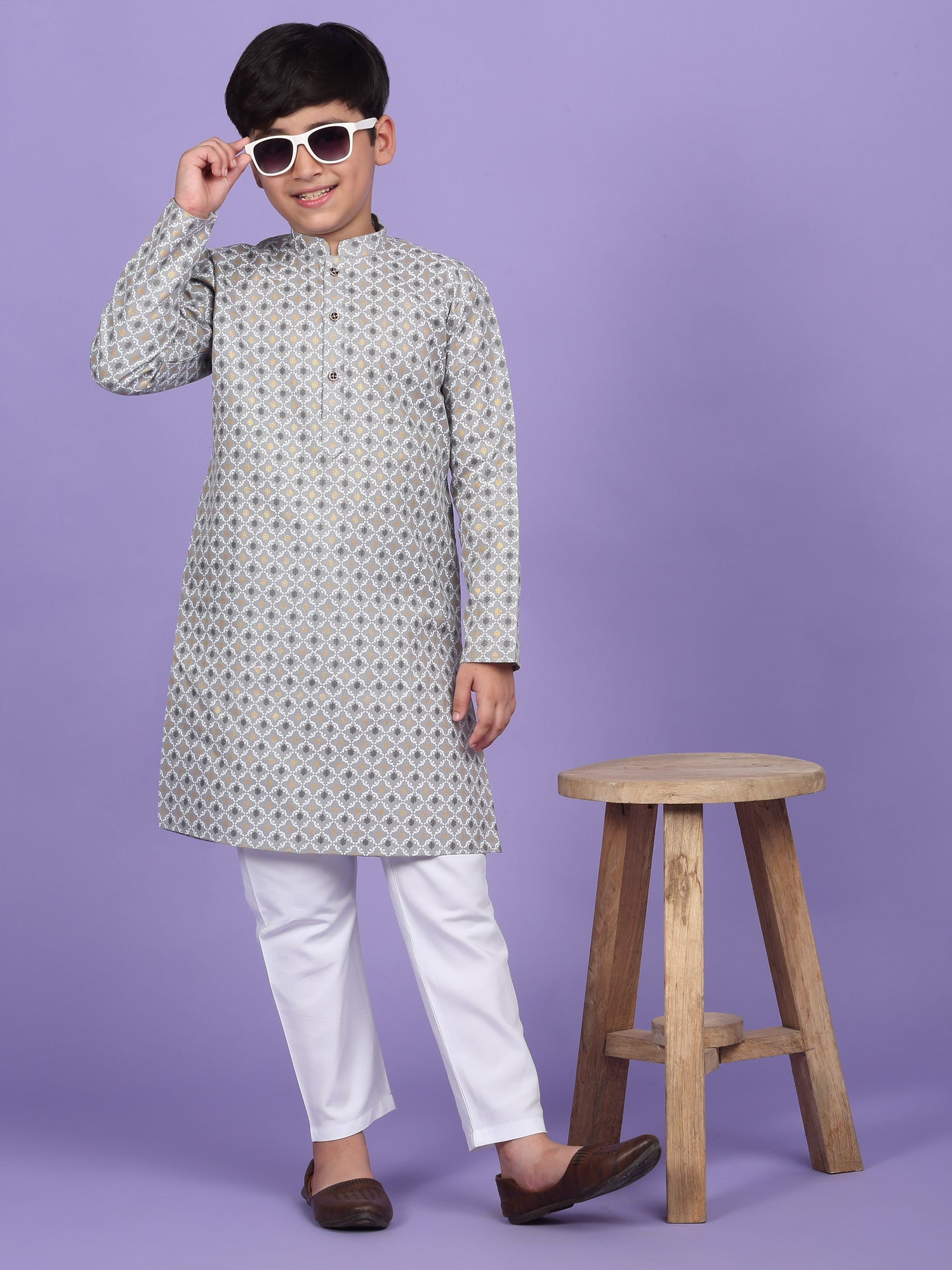 Cotton Blend Floral Printed Kurta