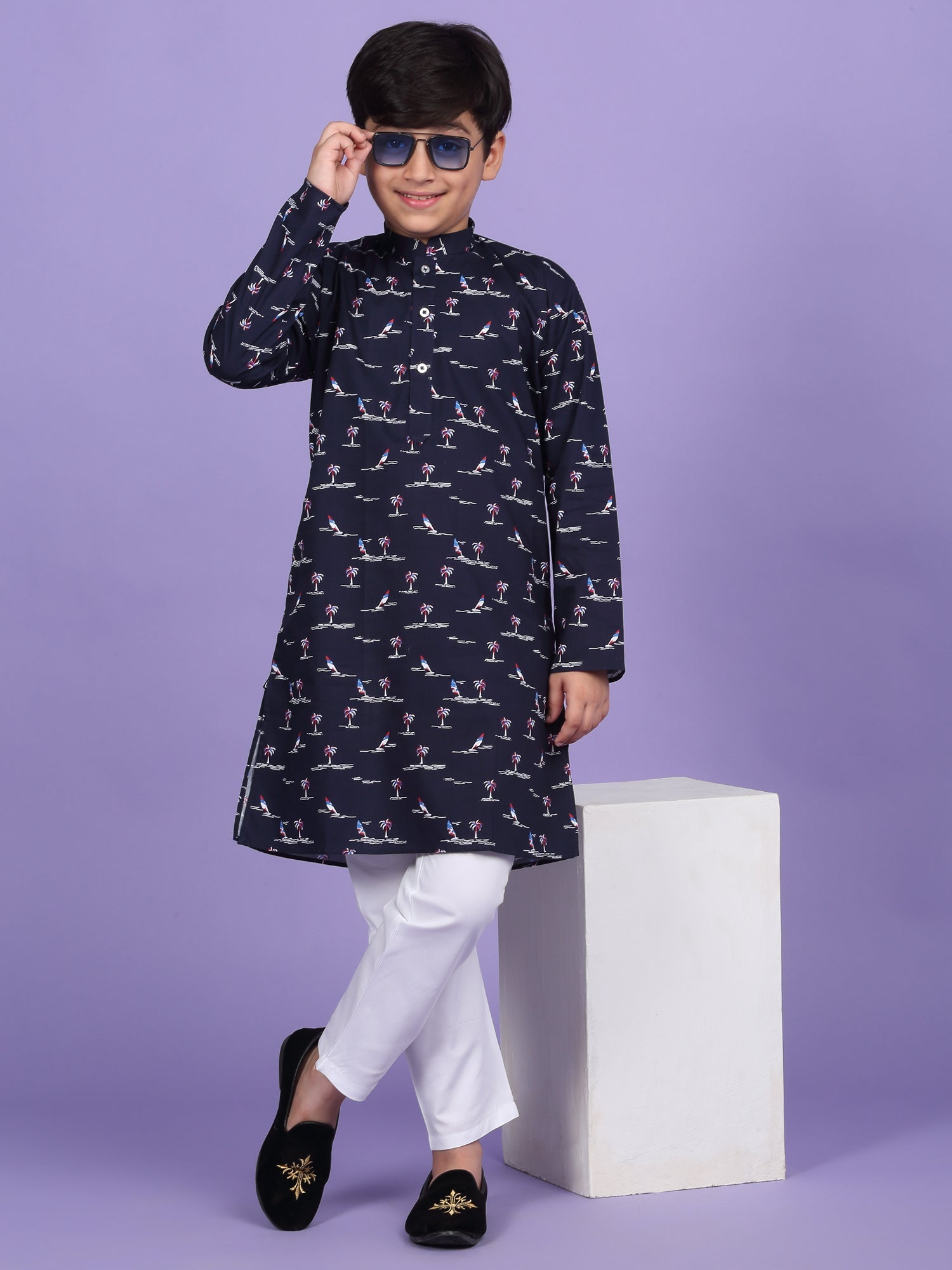 Cotton Blend Abstract Printed Kurta
