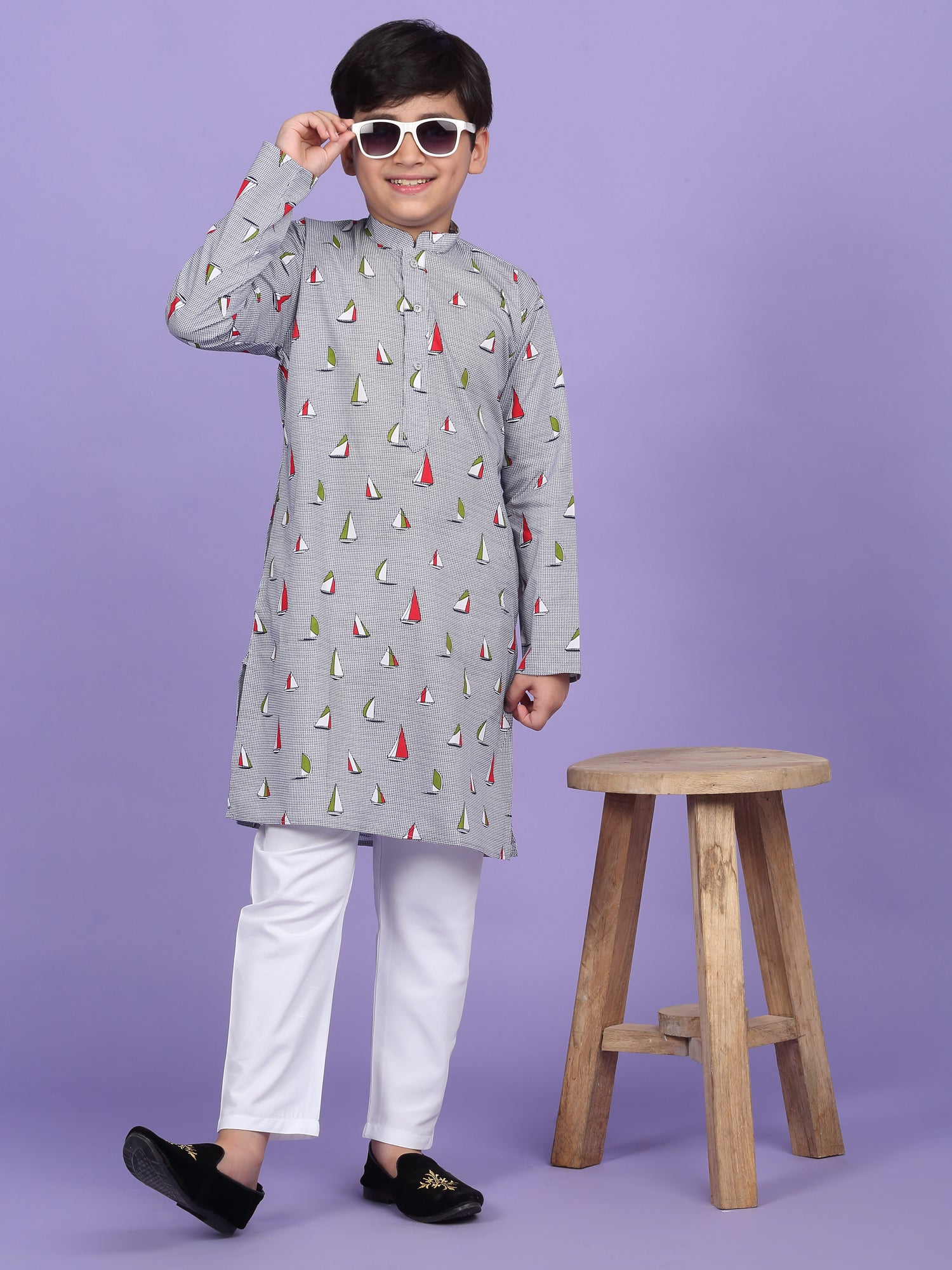 Cotton Blend Abstract Printed Kurta