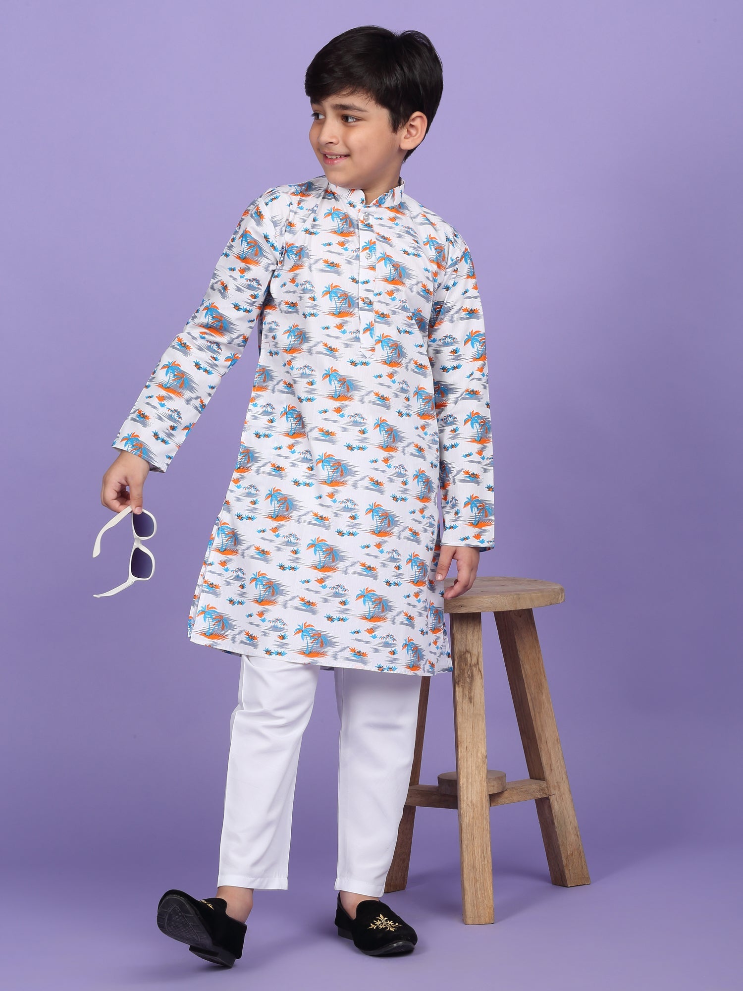 Cotton Blend Abstract Printed Kurta