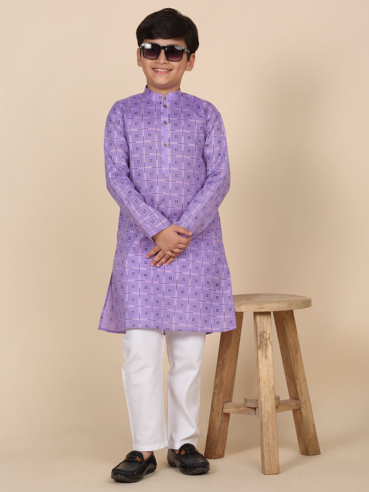 Cotton Blend Geometric Printed Kurta