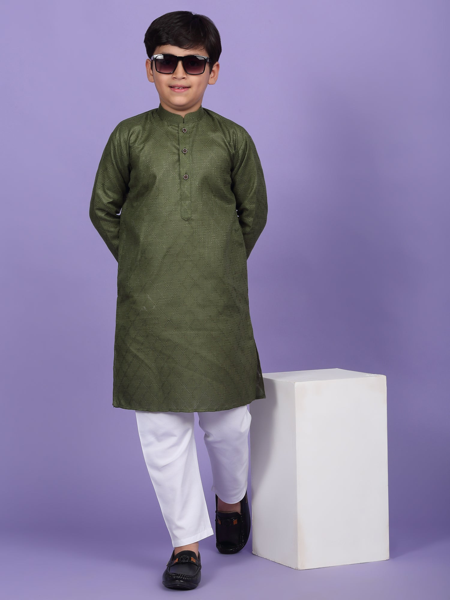 Cotton Blend Woven Design Kurta