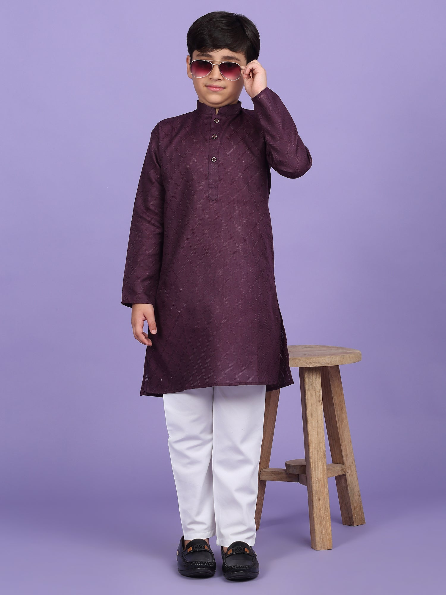 Cotton Blend Woven Design Kurta