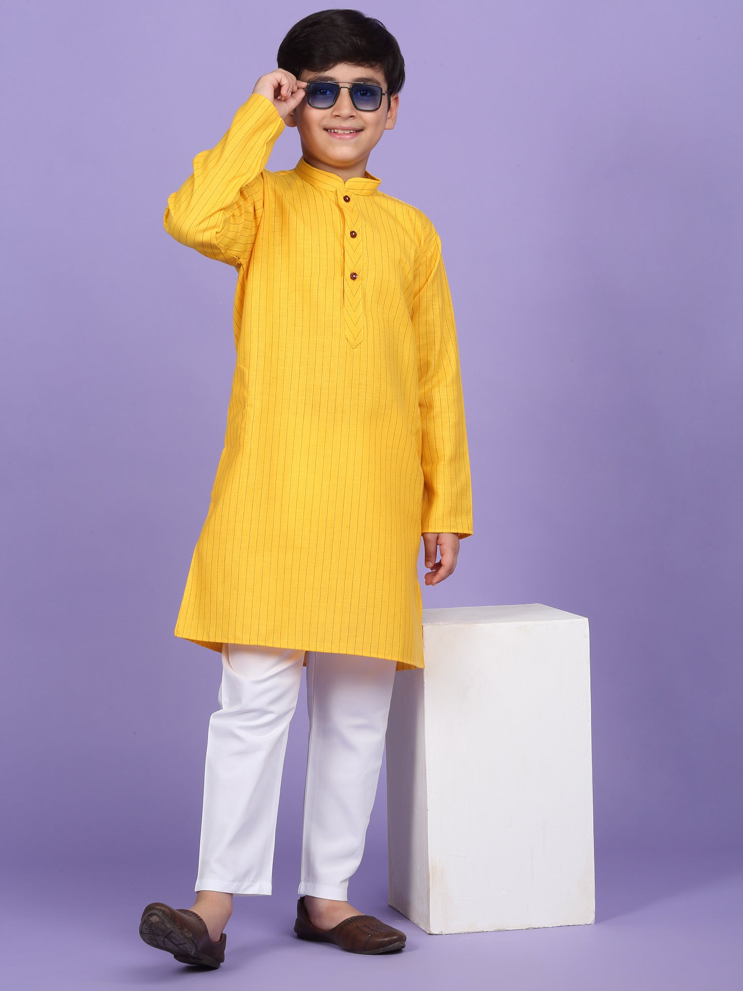 Cotton Blend Striped Kurta
