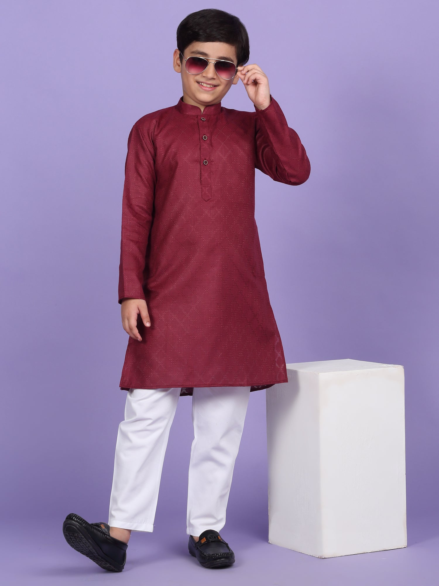 Cotton Blend Woven Design Kurta