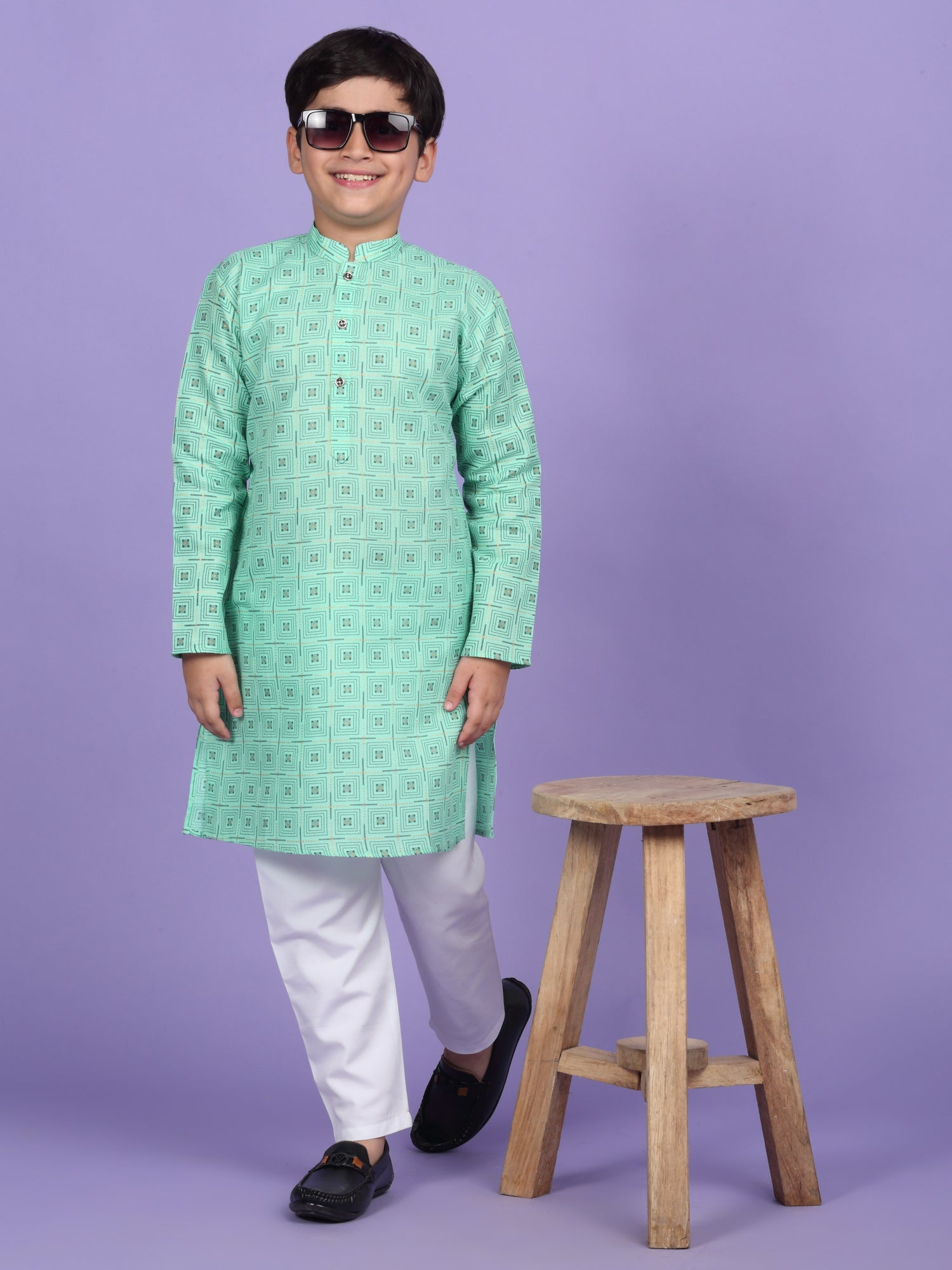 Cotton Blend Geometric Printed Kurta