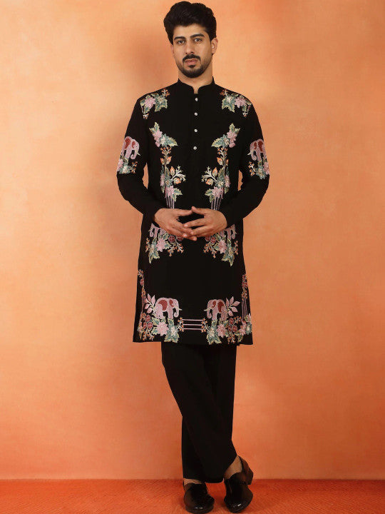 LUXE - Men Ethnic Motifs Embroidered Regular Thread Work Kurta with Trousers