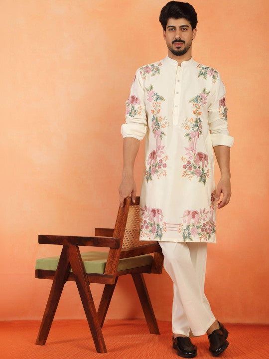 LUXE - Men Ethnic Motifs Embroidered Regular Thread Work Kurta with Trousers