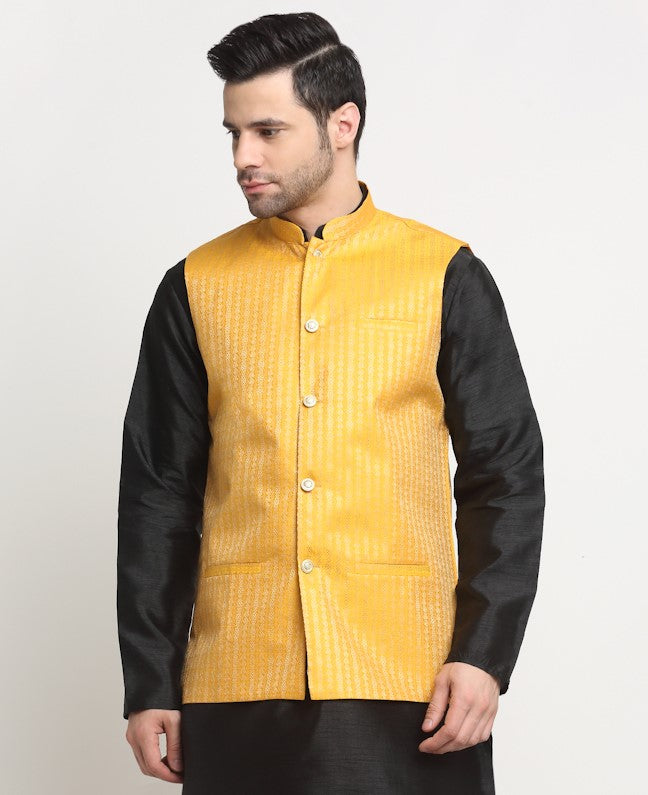 Men's Woven Design Nehru Jacket Only
