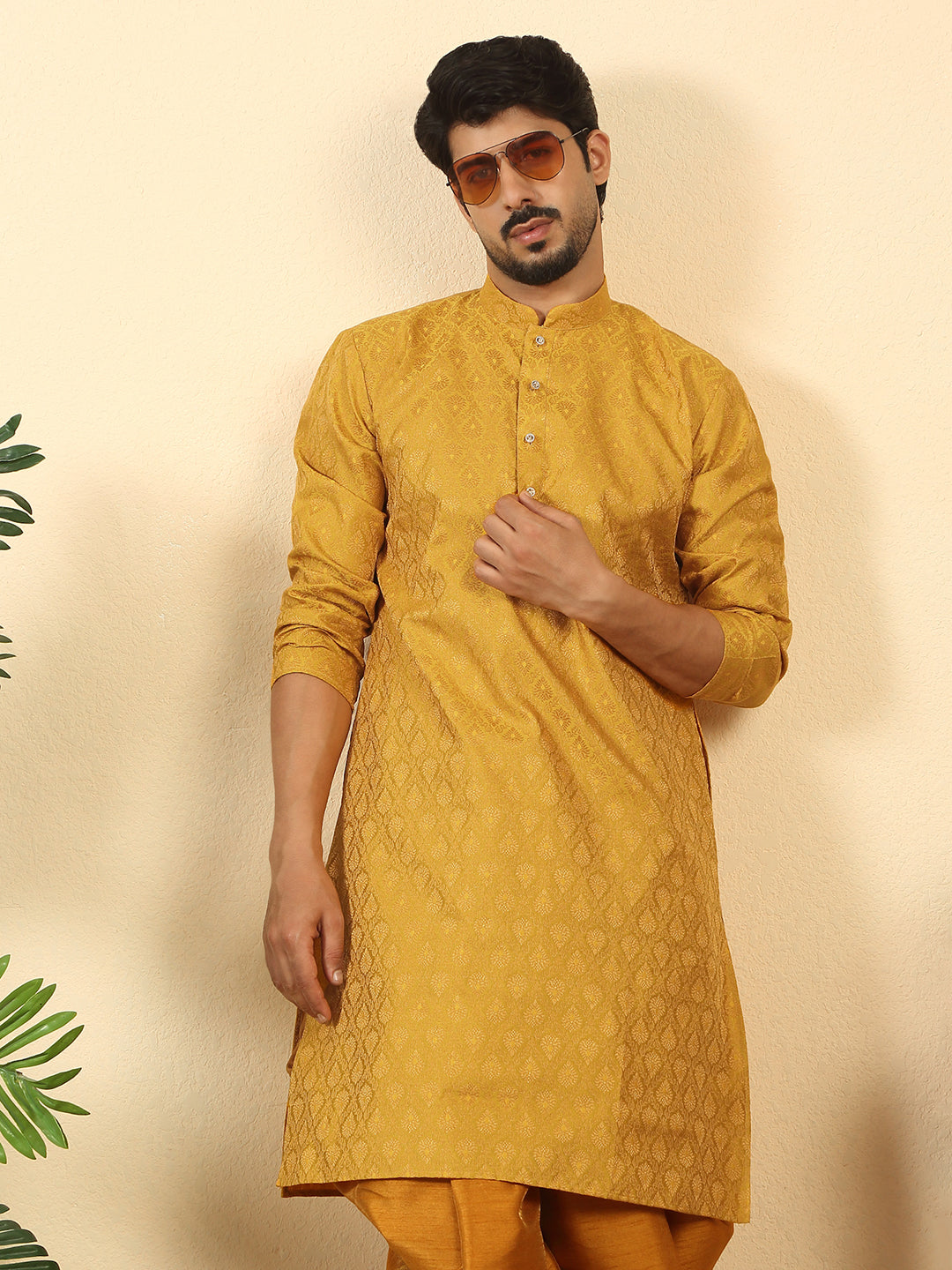 Silk Blend Jacquard Paisley Kurta