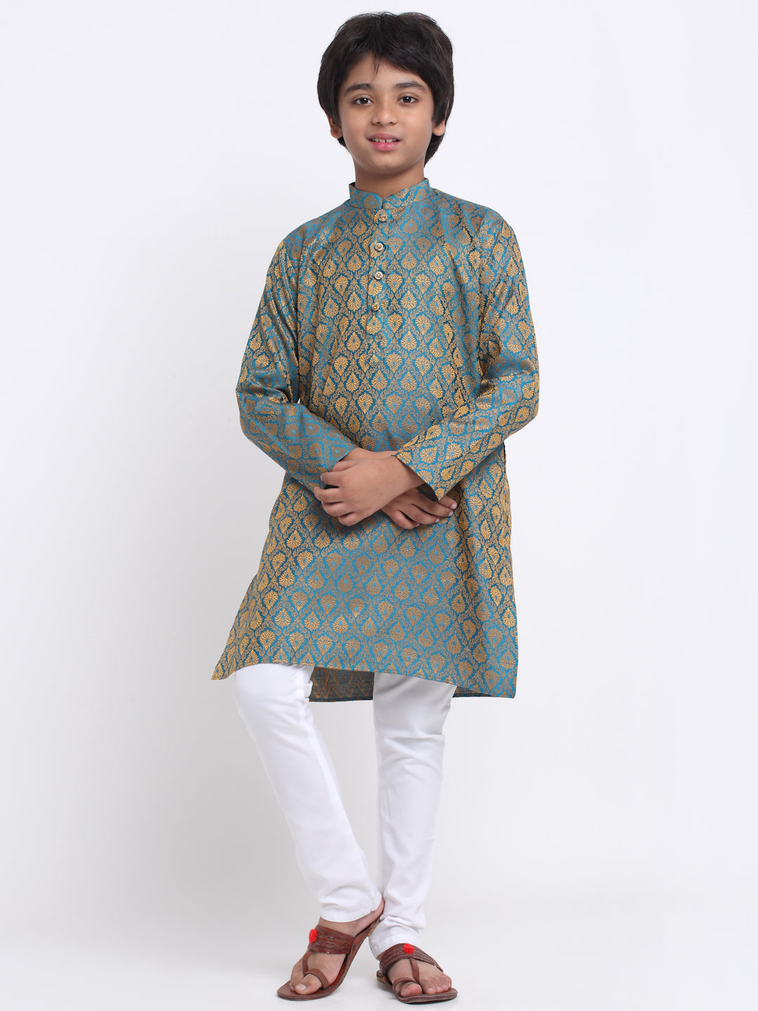 KRAFT INDIA Boy's Jacquard Woven Design Kurta & Pyjamas Set