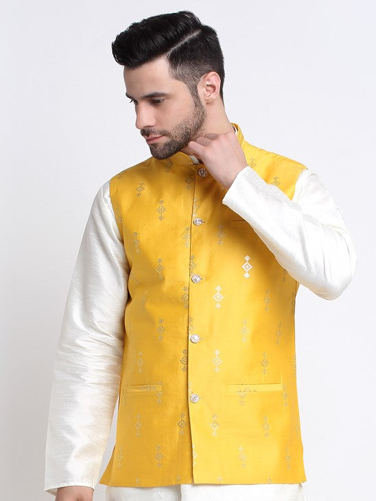 Men Silk Embroidered Sequence Jacket Only