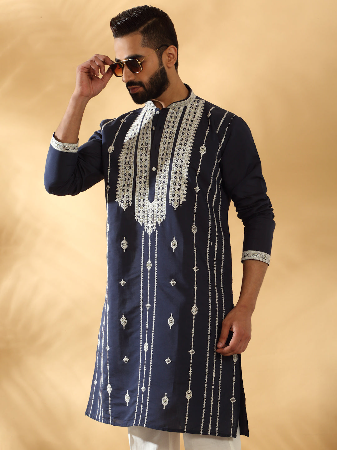 LUXE- Cotton Silk Beads Work Zari Embroidered Sequin Kurta
