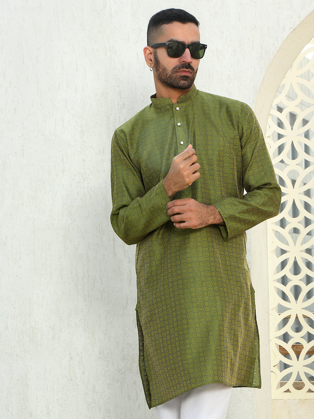 Silk Woven Design Jacquard Long Kurta