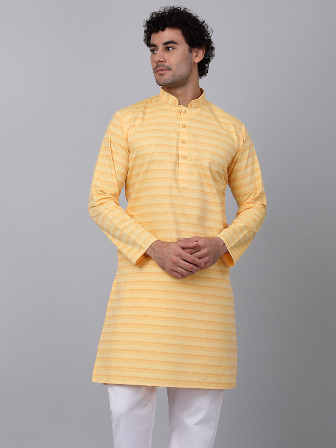 KRAFT INDIA Men Pure Cotton Striped Knee Length Kurta Only