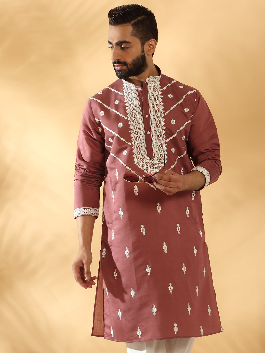 LUXE- Cotton Silk Beads Work Yoke Design Embroidered Sequin Kurta