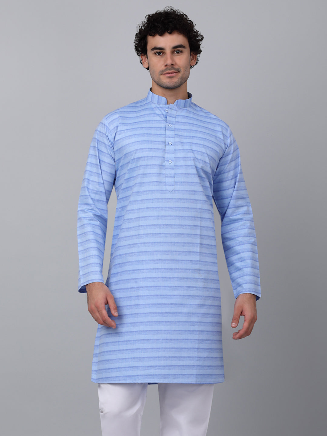 KRAFT INDIA Men Pure Cotton Striped Knee Length Kurta Only