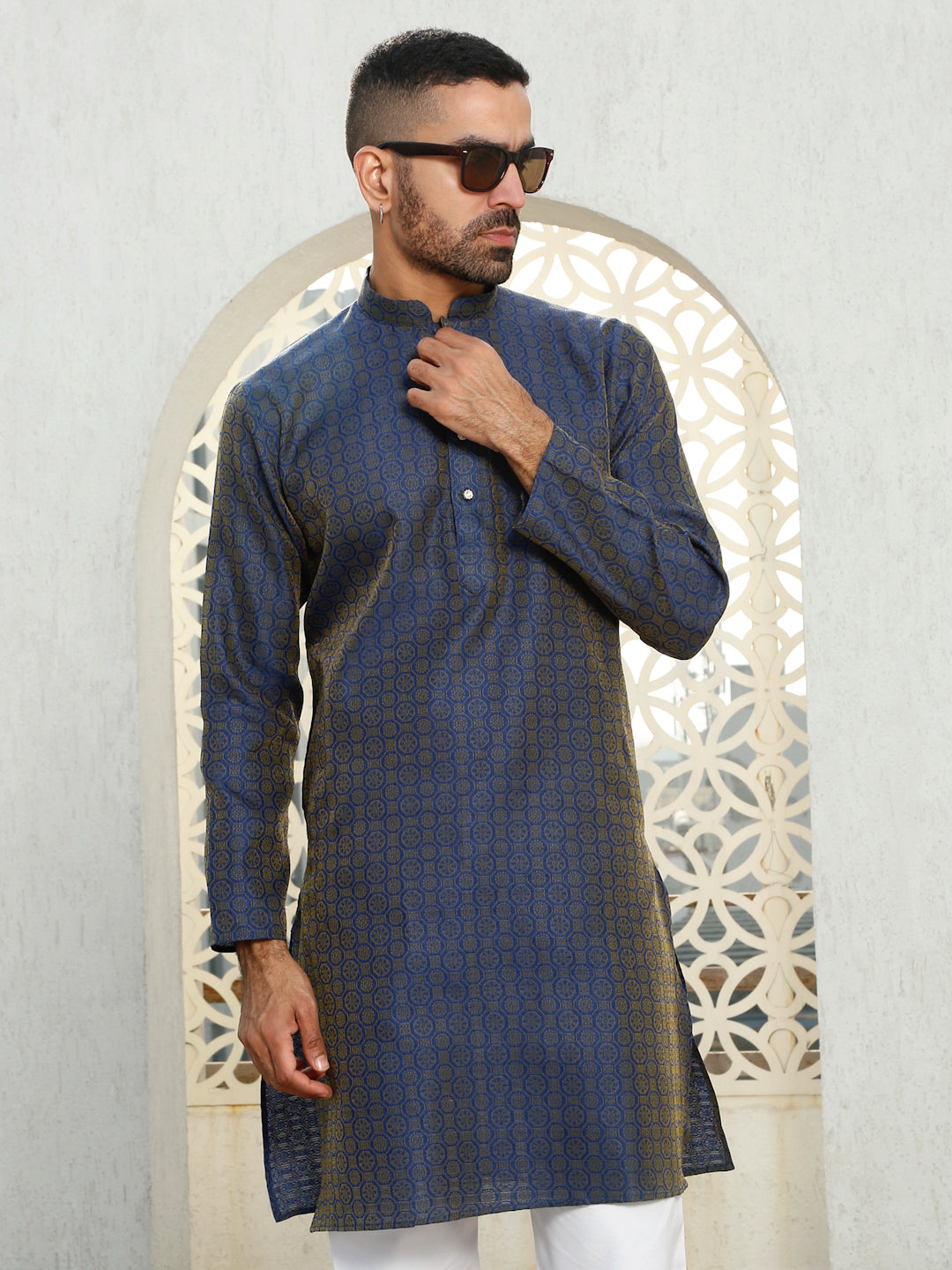 Silk Woven Design Jacquard Long Kurta
