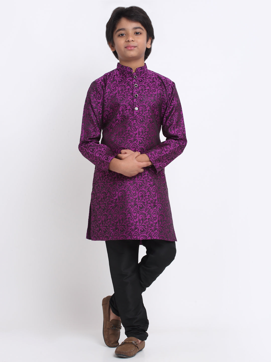 KRAFT INDIA Boy's Jacquard Woven Design Kurta & Pyjama Set