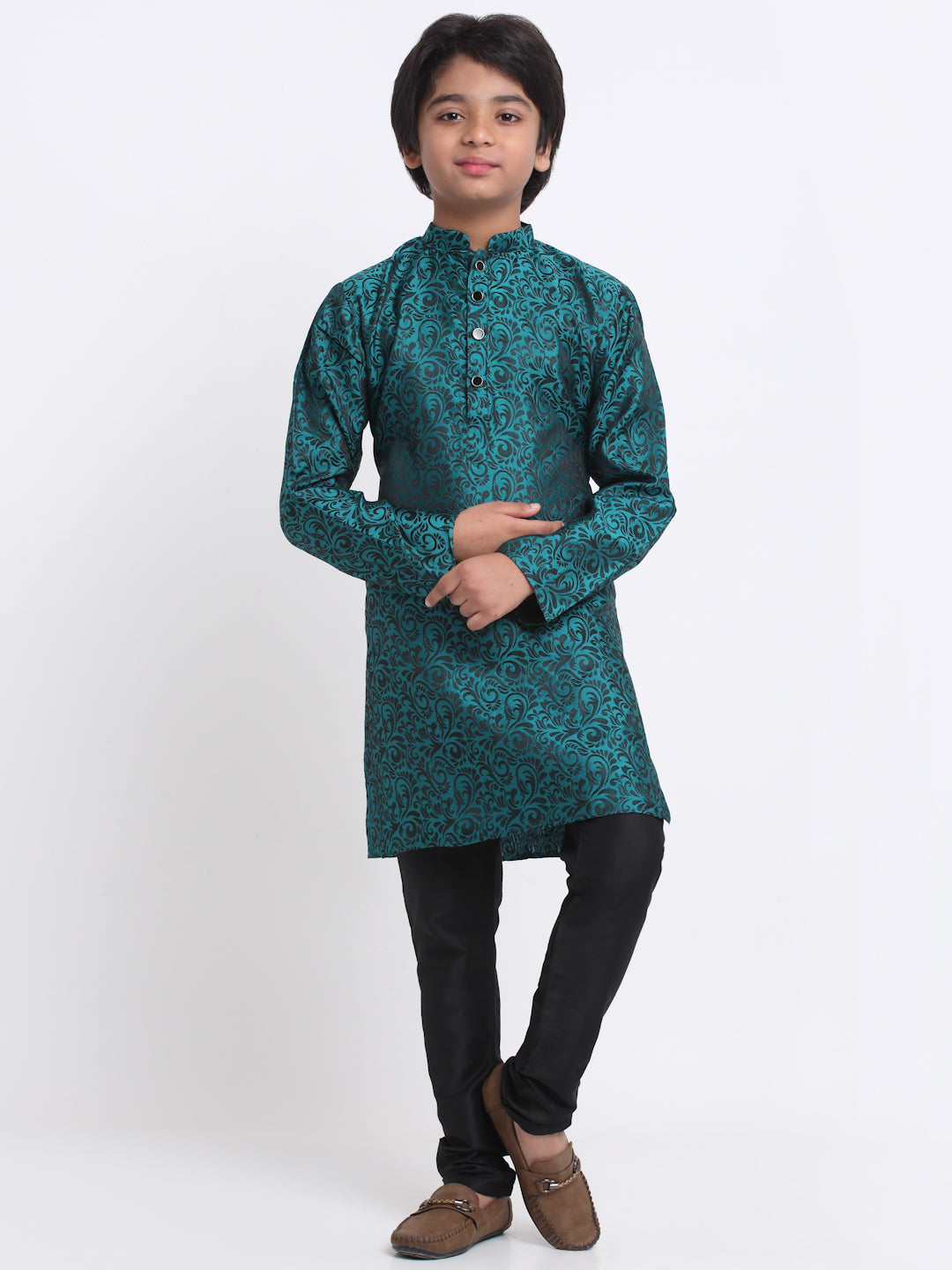 KRAFT INDIA Boy's Jacquard Woven Design Kurta & Pyjama Set