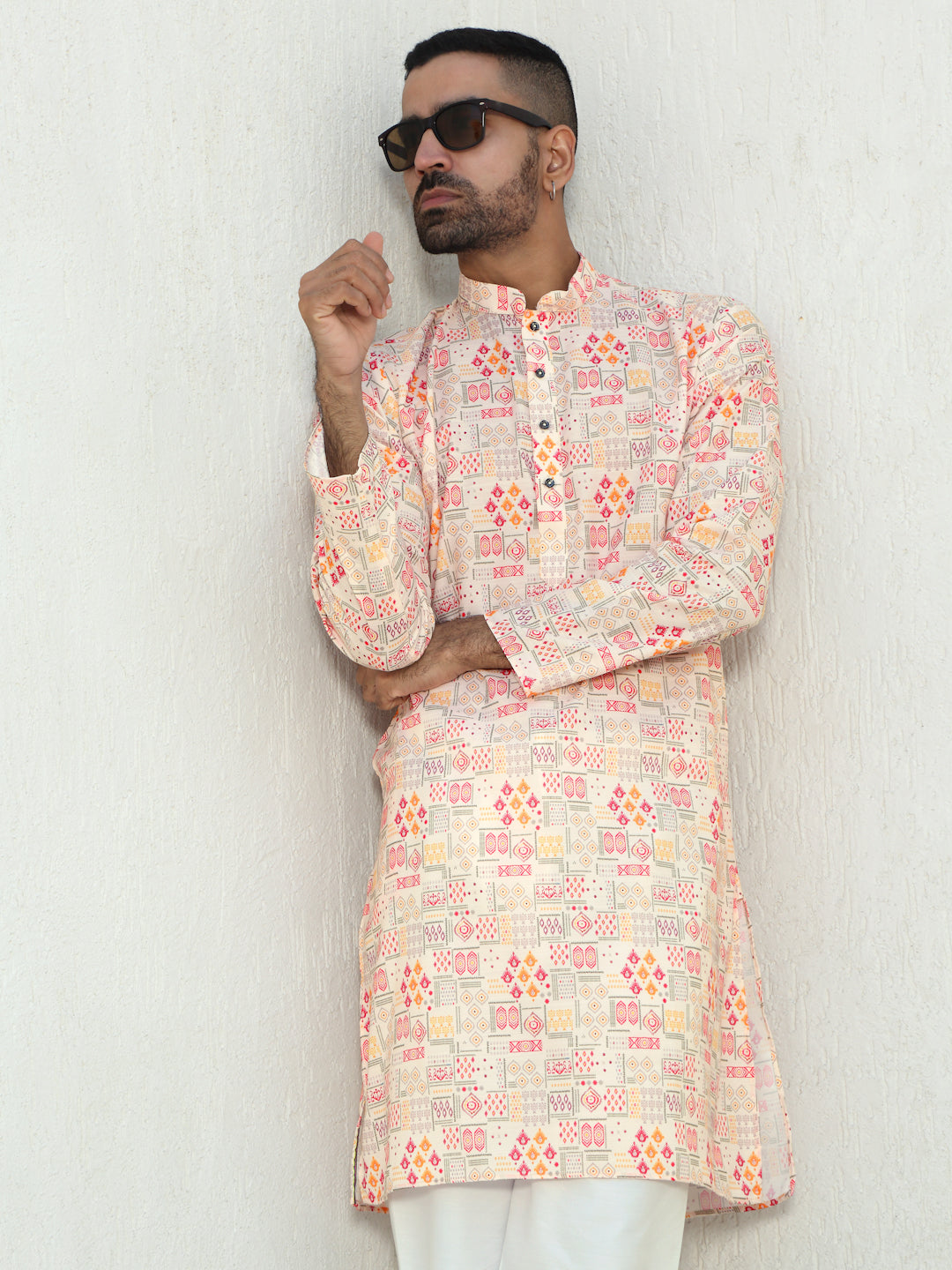 Cotton Geometric Printed Regular fit Straight Kurta