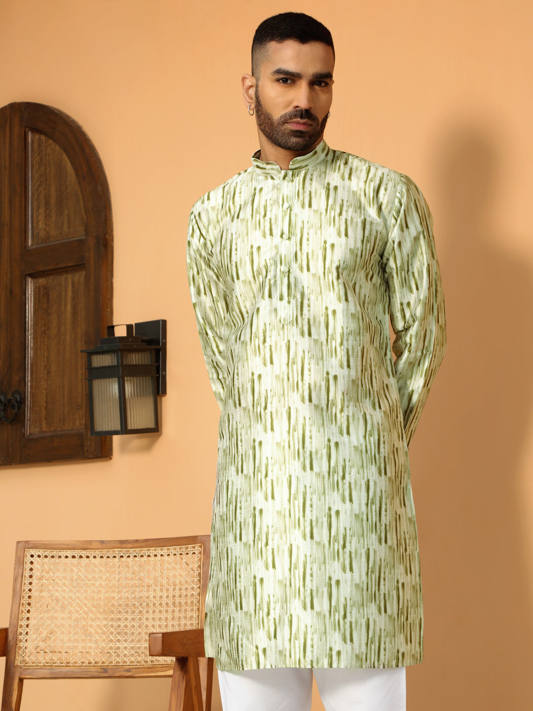 Silk Blend Tie-Dye Printed Kurta
