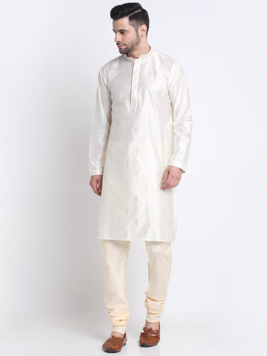 Kraft India Men Silk Embroidered Sequence Kurta Only