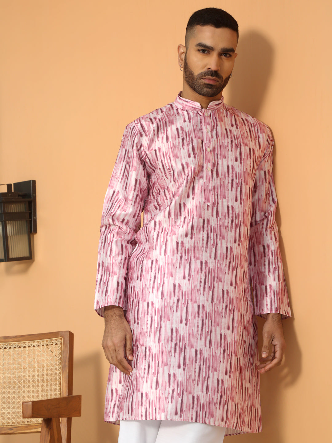 Silk Blend Tie-Dye Printed Kurta