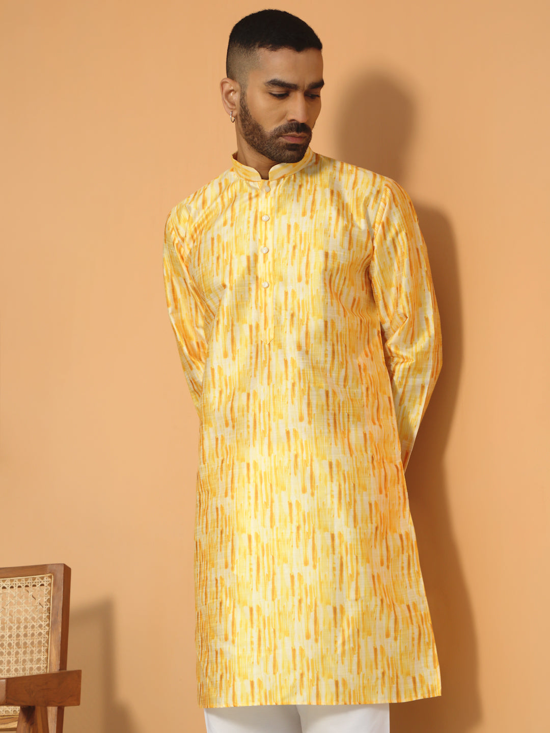 Silk Blend Tie-Dye Printed Kurta