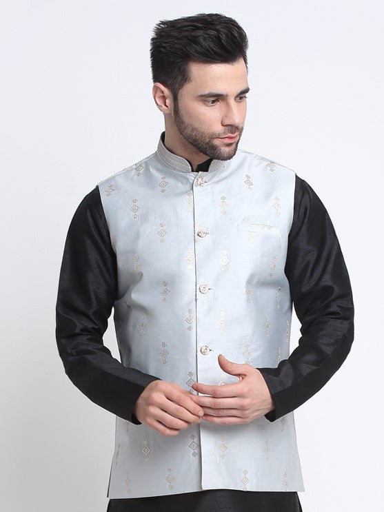 Men Silk Embroidered Sequence Jacket Only