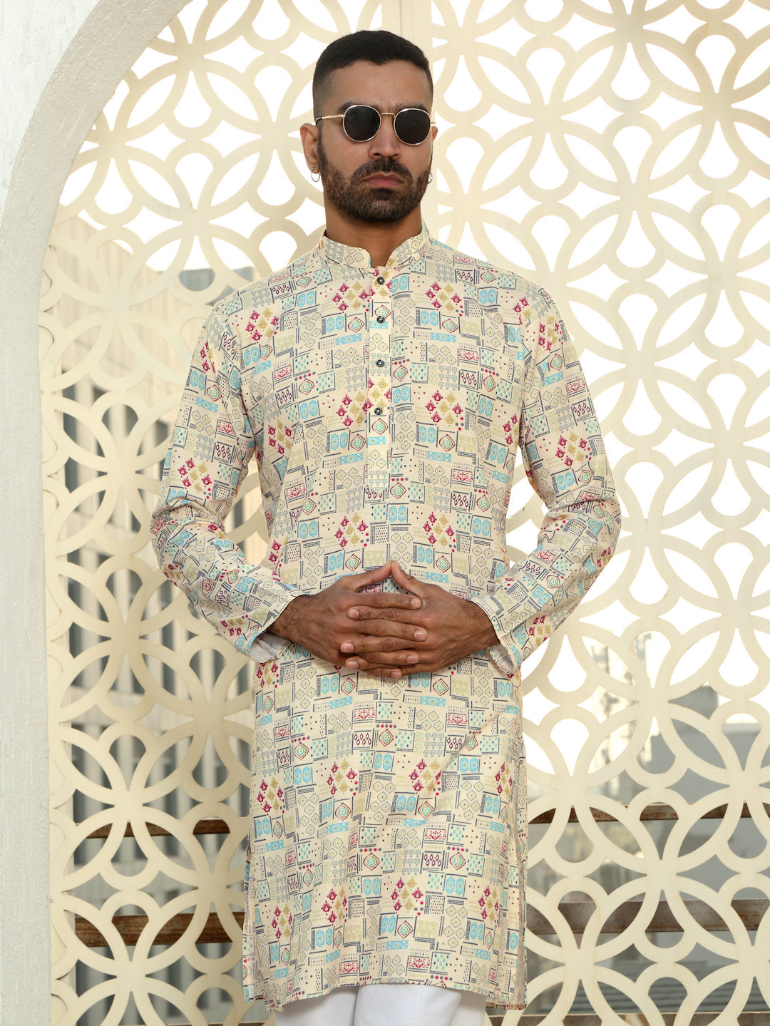 Cotton Geometric Printed Regular fit Straight Kurta