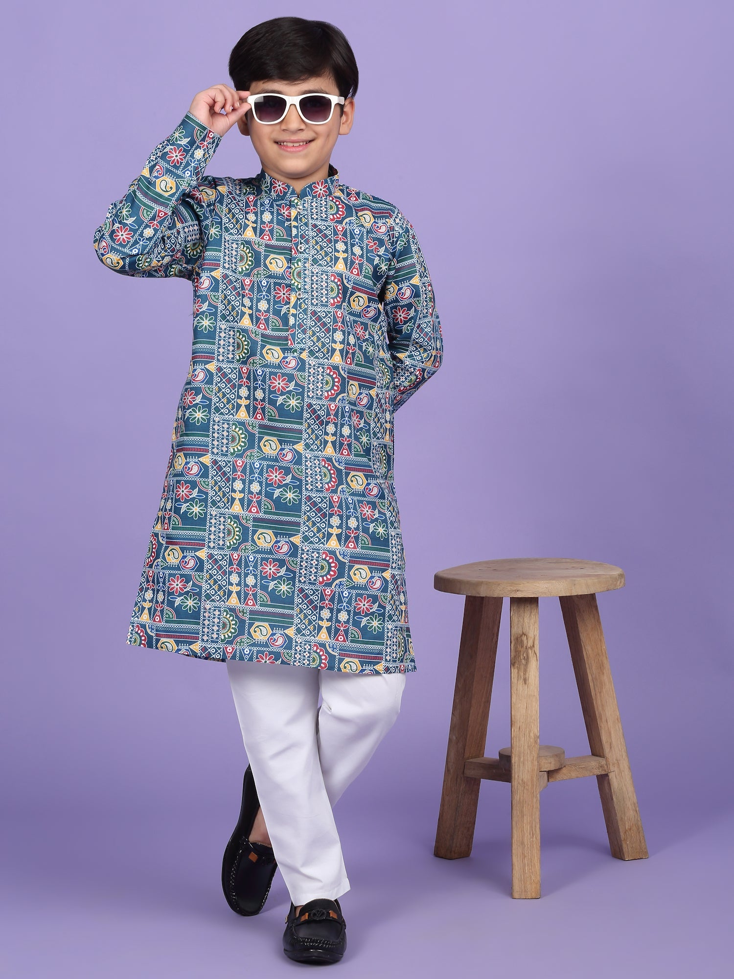 Cotton Blend Geometric Print Kurta