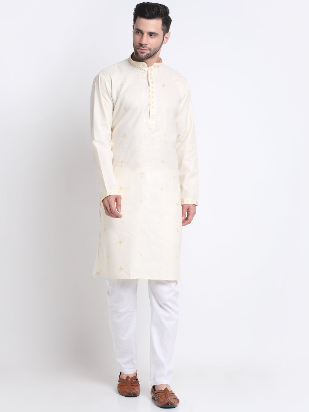 Men's Cotton Sequence Embroidered Kurta and Trouser Set