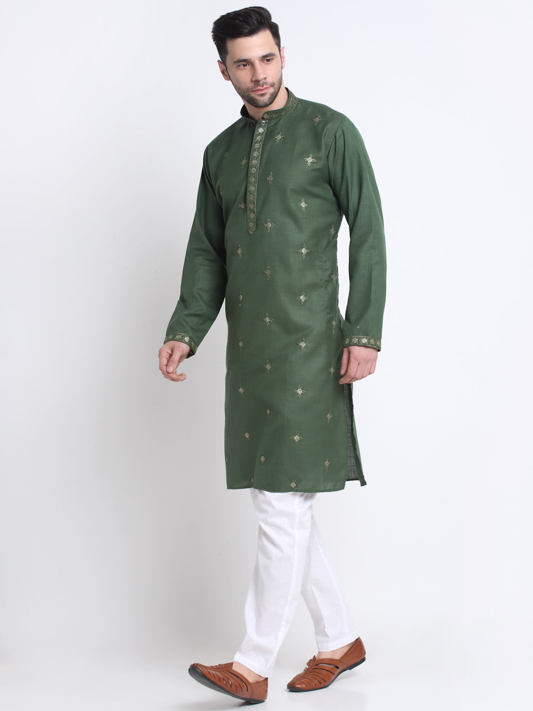Men's Cotton Sequence Embroidered Kurta and Trouser Set