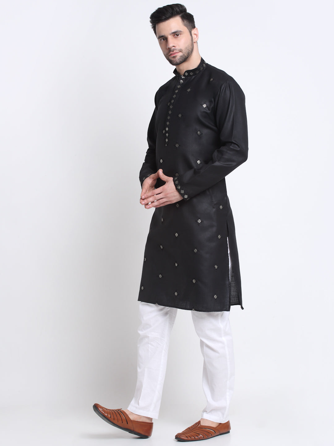 Men's Cotton Sequence Embroidered Kurta and Trouser Set