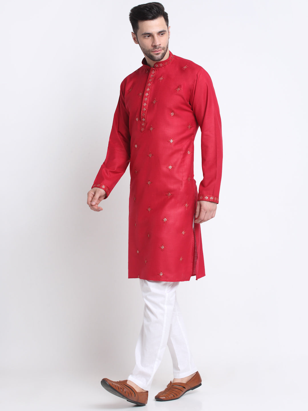 Men's Cotton Sequence Embroidered Kurta and Trouser Set