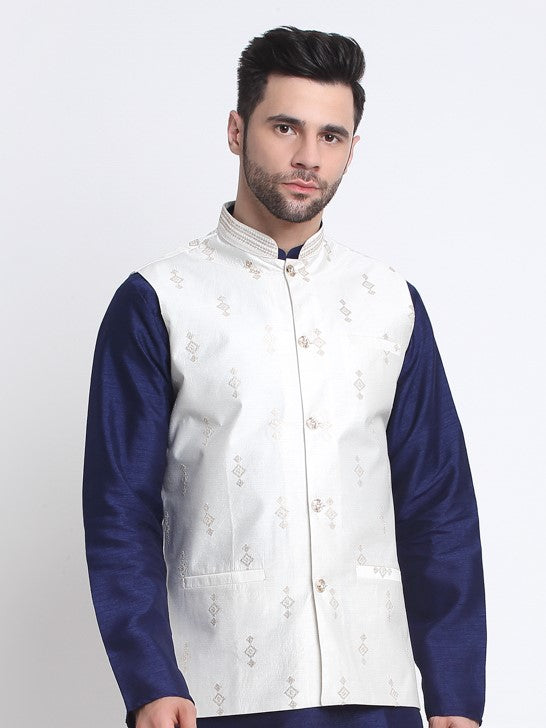 Men Silk Embroidered Sequence Jacket Only