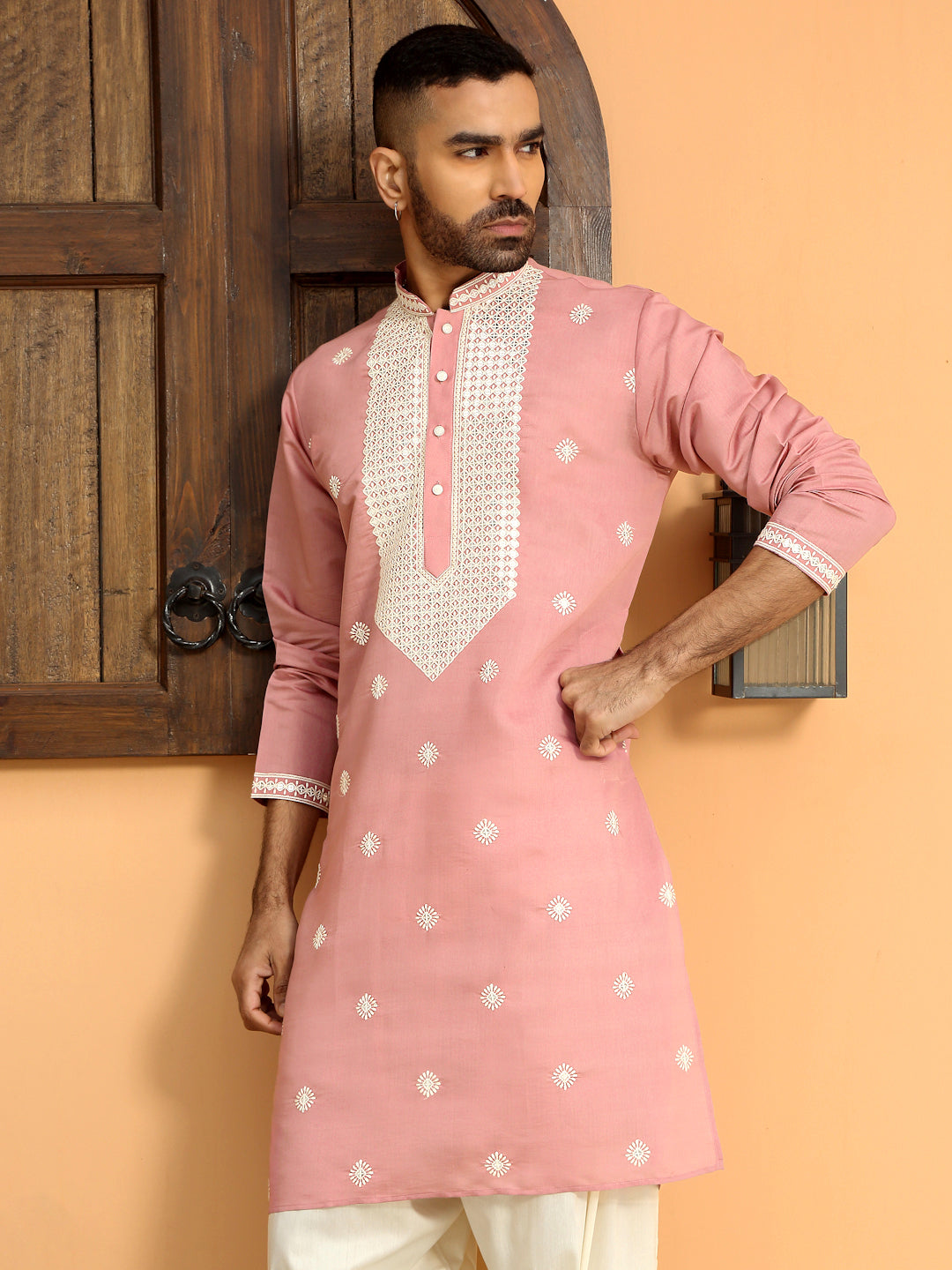 LUXE- White Heavy Neckline Embroidery Work Kurta