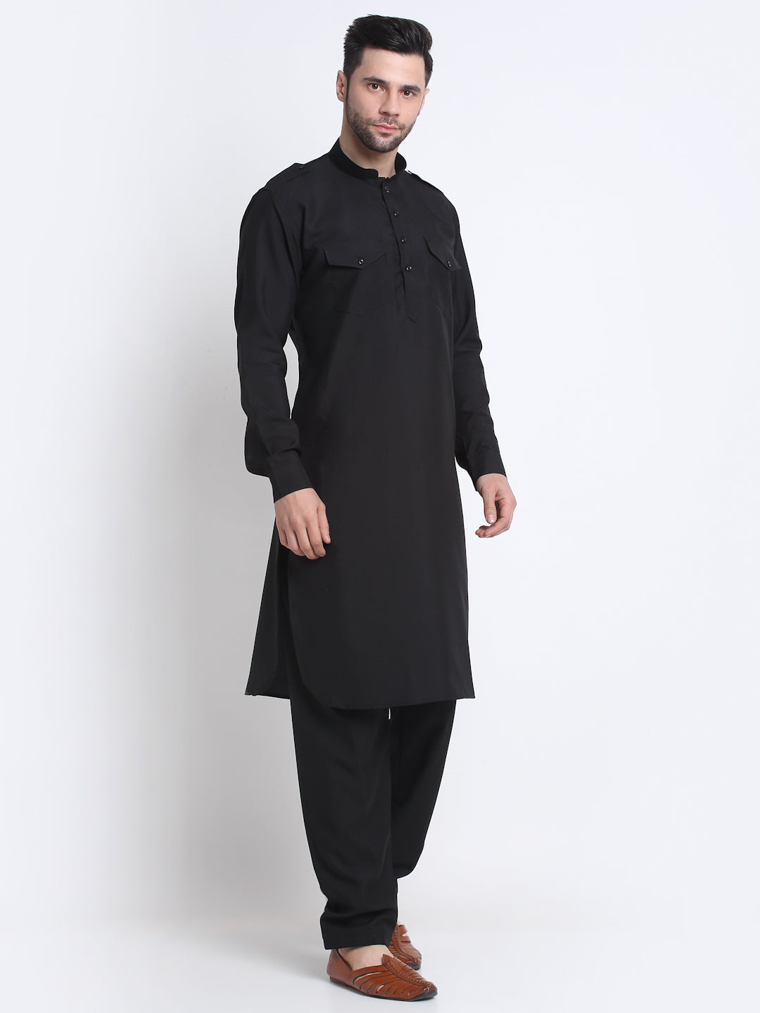 Men's Cotton Solid Pathani and Salwar Set