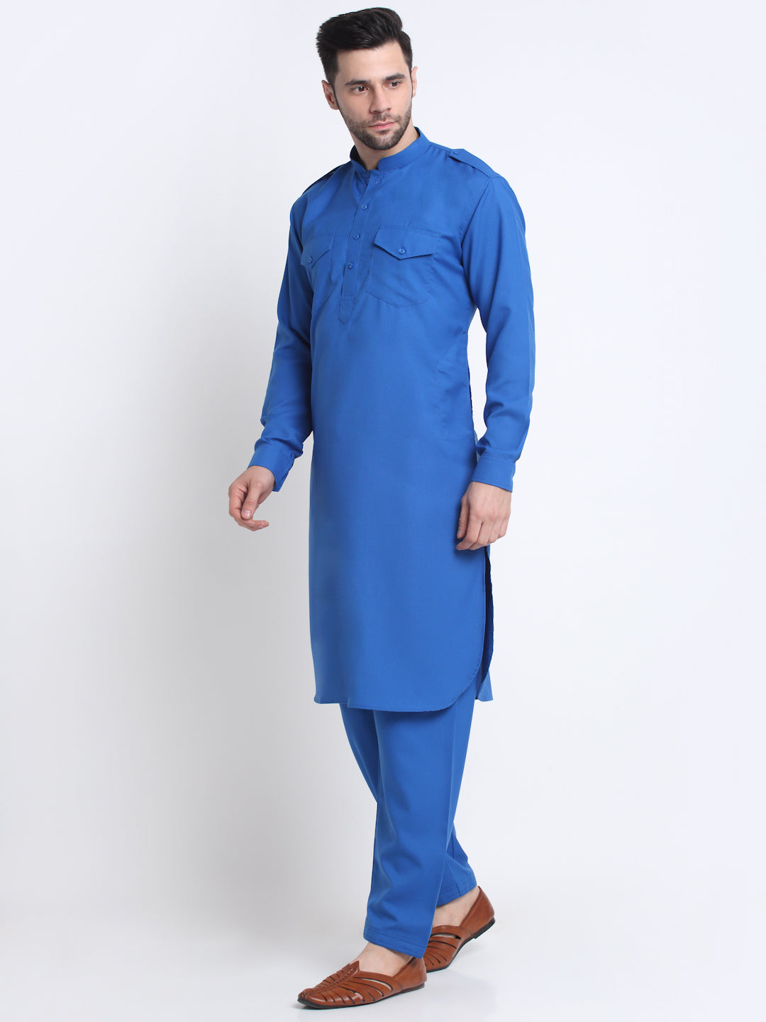 Men's Cotton Solid Pathani and Salwar Set