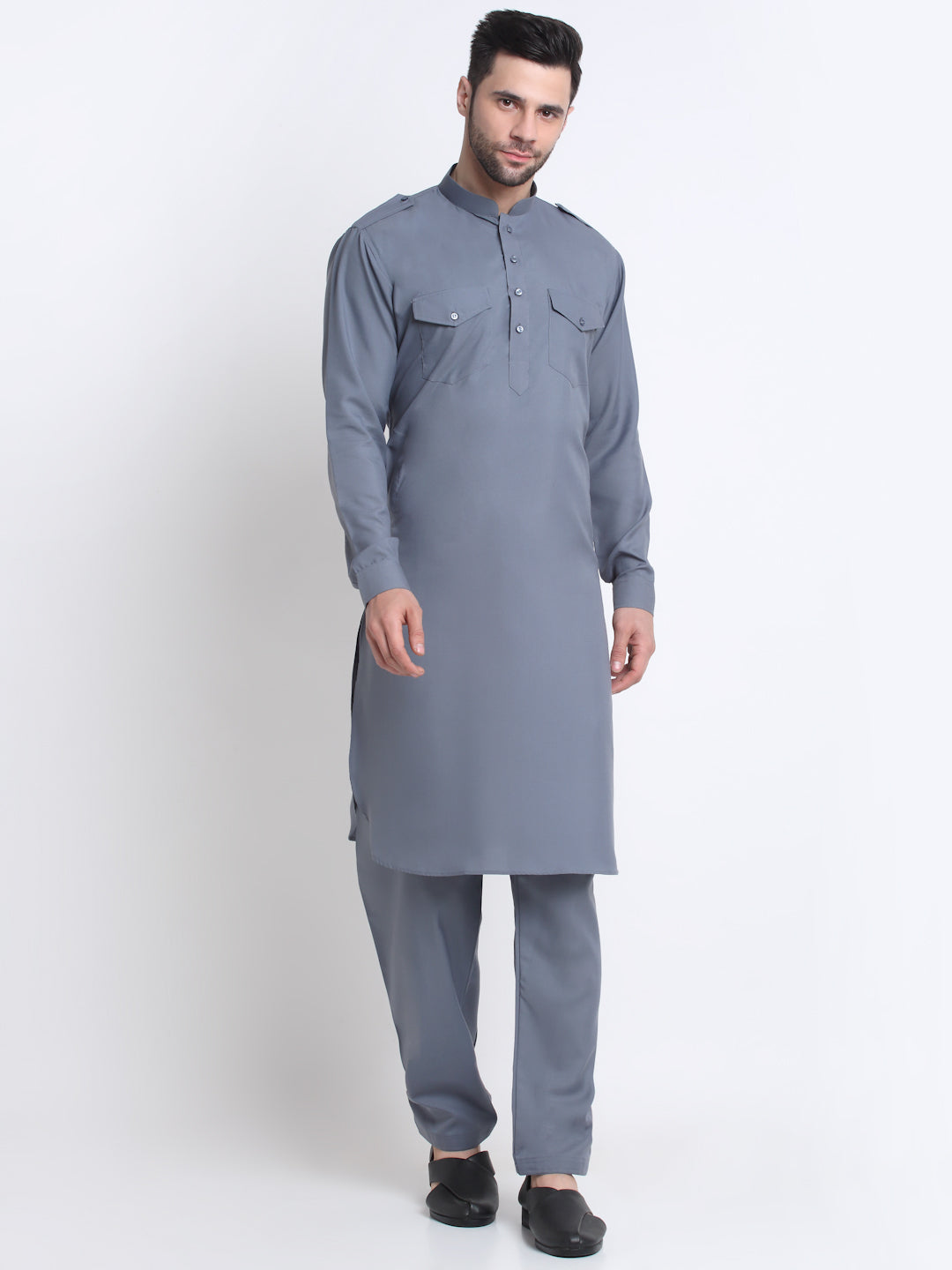 Men's Cotton Solid Pathani and Salwar Set