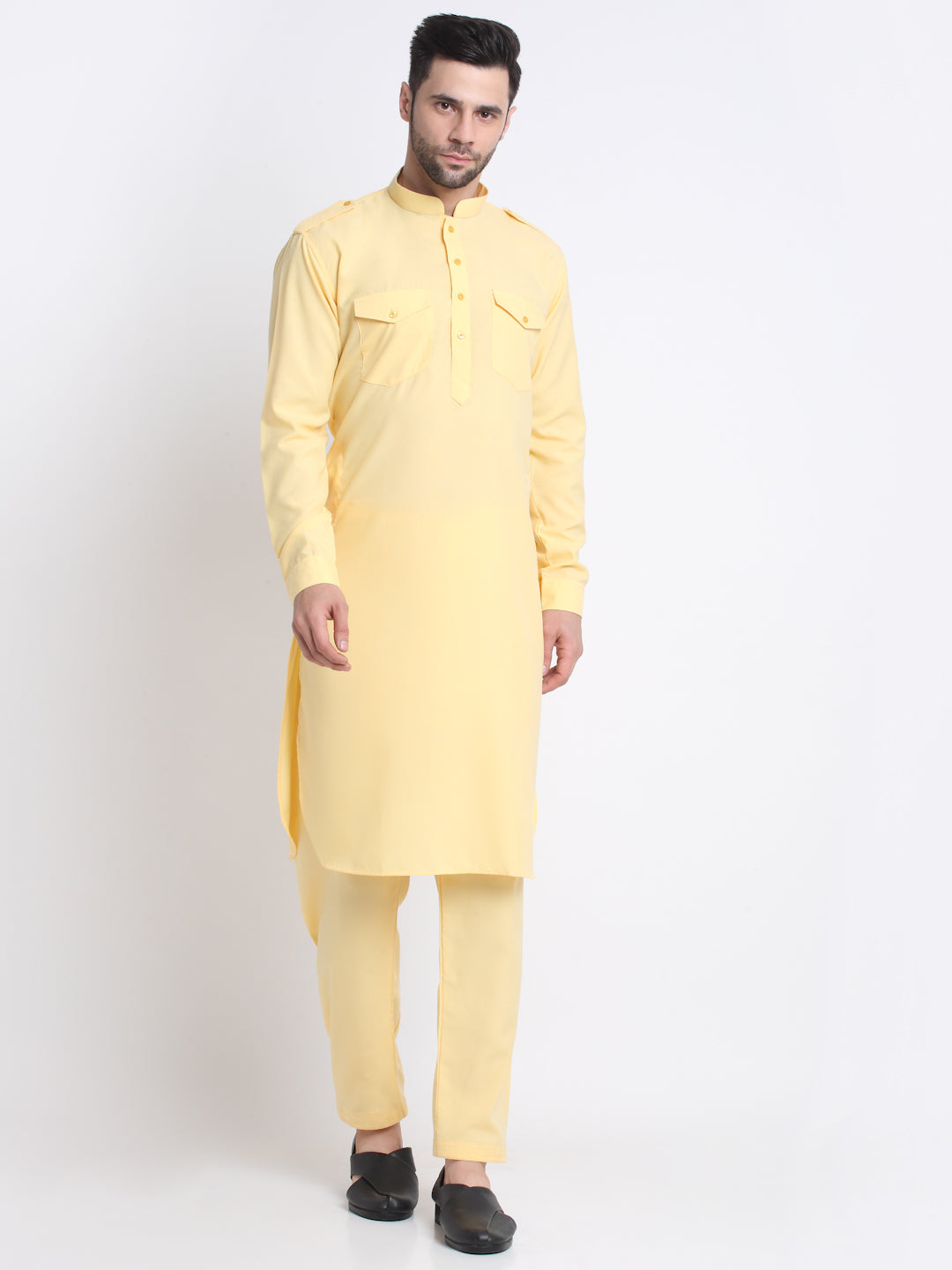 Men's Cotton Solid Pathani and Salwar Set