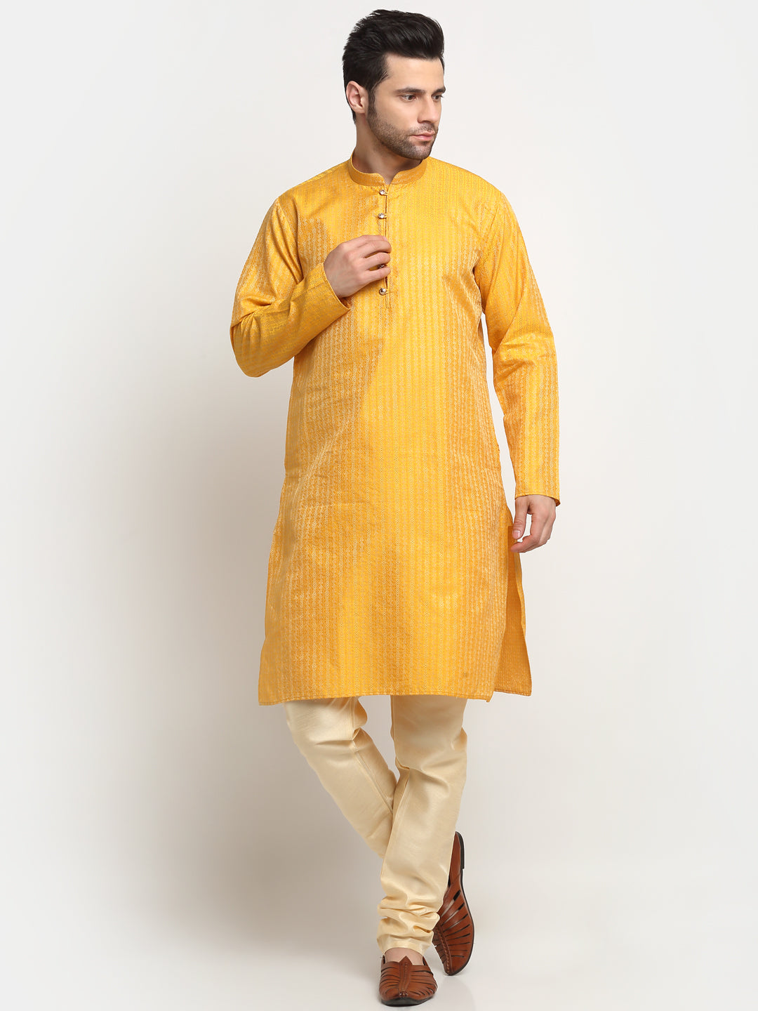 Men's Silk Woven Design Kurta Only