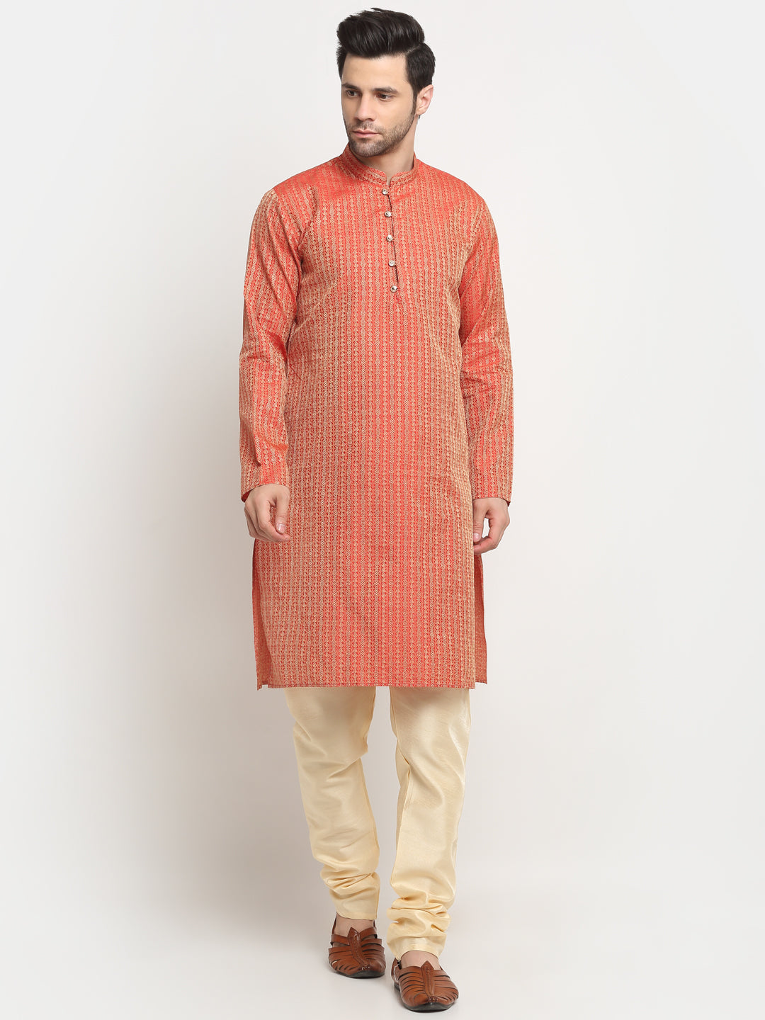 Men's Silk Woven Design Kurta Only