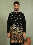 Luxe Men's Japanese Fabric Ethnic Motifs with Zari Birds Embroidered Kurta
