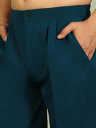 Luxe Men's Japanese Geometric Embroidered with Sequins & Zip Closure Kurta with Trouser Set - Blue