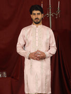 Luxe Men's Tissue Fabric Floral Golden Embroidery with Sequinned Neckline Kurta