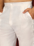 Luxe Men's Cotton Silk Fabric Ethnic Motifs Geometric Designed Kurta with Trouser Set - Beige