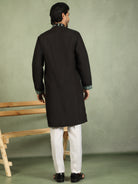 Luxe Men's Cotton Silk Fabric Ethnic Motifs Geometric Embroidered Kurta - Green